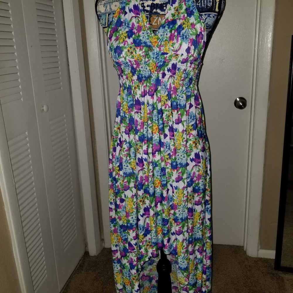 Multicolored halter dress